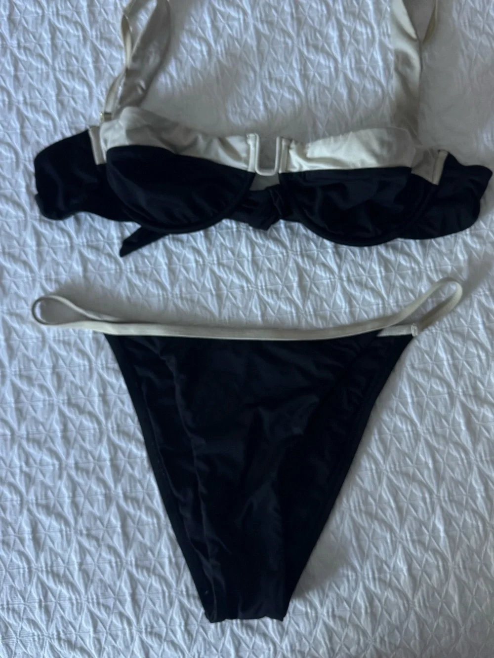 Monday Swimwear Kauai Bottom - Black/ Ivory - L matching top listed separately